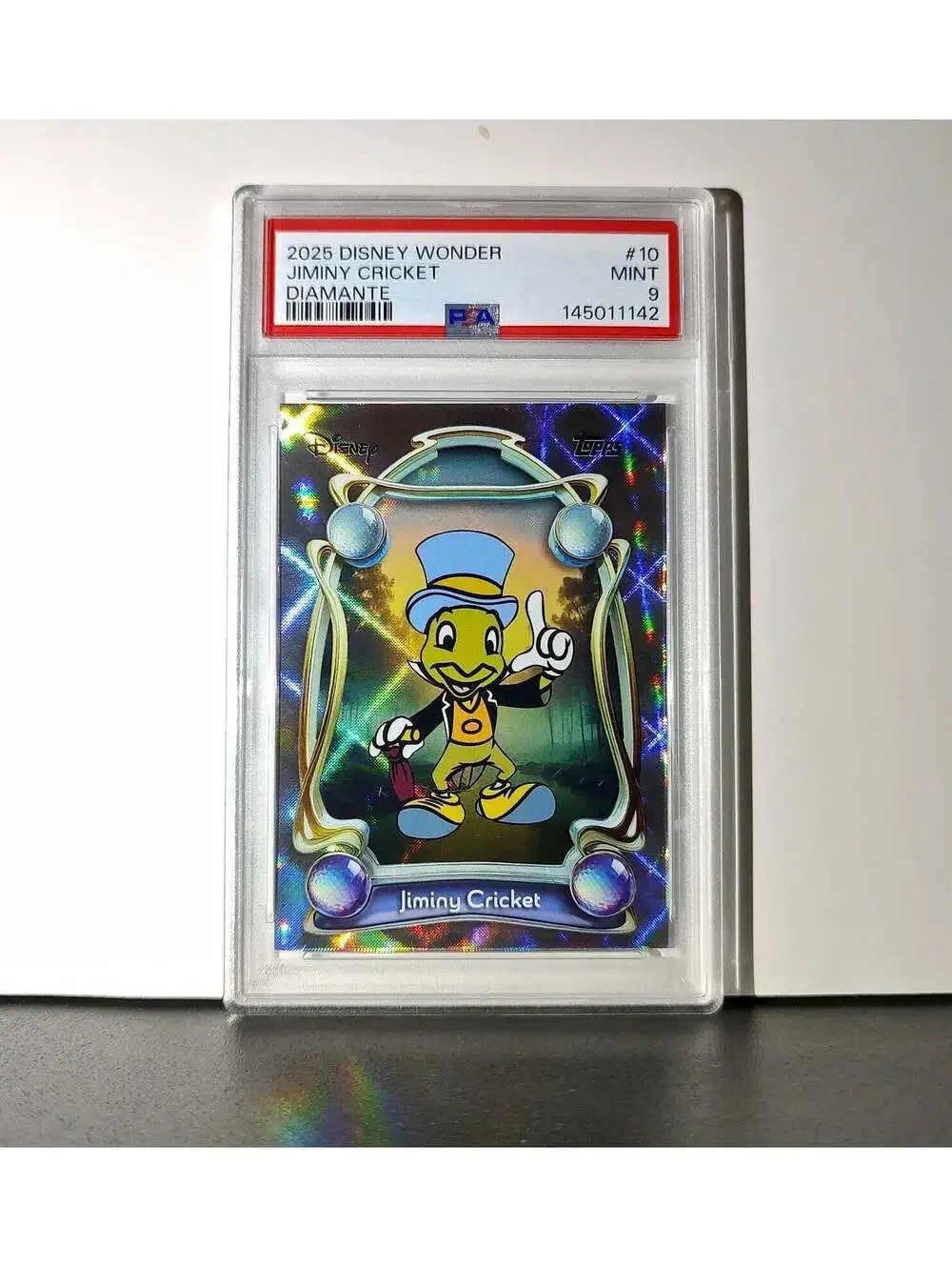 Jiminy Cricket 2025 Topps Disney Wonder #10 Winter Variant Card Pinocchio PSA 9